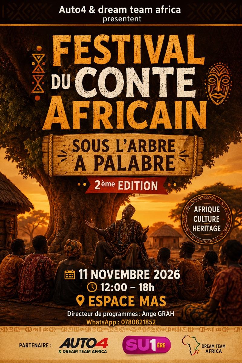 Affiche officielle du Festival du Conte Africain Sous l'Arbre à Palabre 2026
